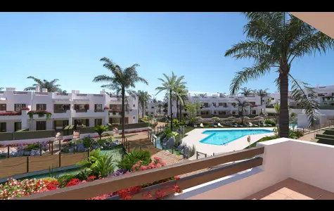 Résidence exclusive en bord de mer à Pulpi – Bungalows et duplex avec jardins privés