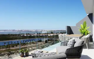 Maison de ville à Los Balcones, Torrevieja – 2 chambres, piscine privée et vue lac salé