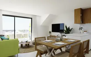 Maison de ville à Los Balcones, Torrevieja – 2 chambres, piscine privée et vue lac salé
